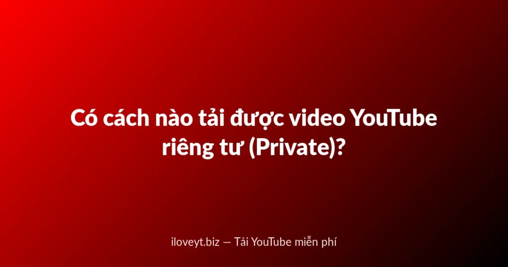 Có cách nào tải được video YouTube riêng tư (Private)?