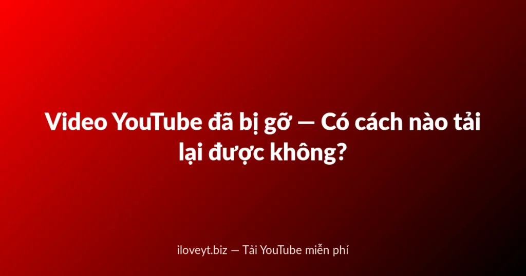 Video YouTube đã bị gỡ — Có cách nào tải lại được không?